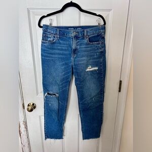 Old Navy Women's Distressed Boyfriend Jeans - Blue